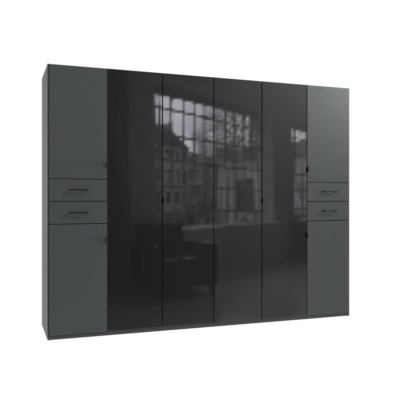 Danzig 8 Door Manufactured Wood Wardrobe, Black