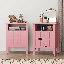 Ensemble de table de chevet 18 po à 2 tiroirs cannelés 18 po, rose moderne avec rangement-93516689-93516783