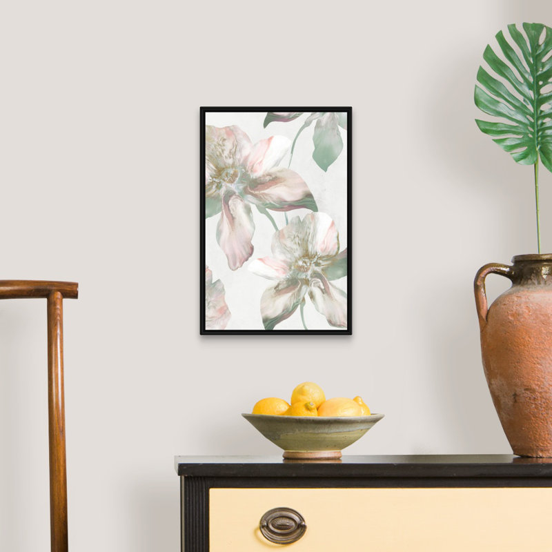 «Silk Blush I» par Eva Watts - reproduction d'art sur toile, Cadre noir, H 26 po x l 18 po x P 1,75 po