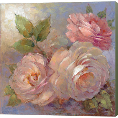 Roses on Blue II Crop - reproduction sur toile tendue
