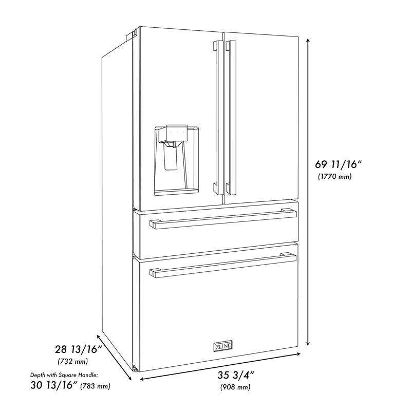 ZLINE Autograph 36 in. 21.6 cu. ft. Counter-Depth Refrigerator with Matte Black Modern Handles