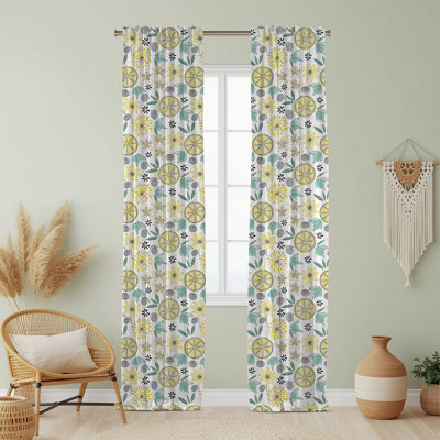 Semi Sheer Fruit Print Curtain Single Panel