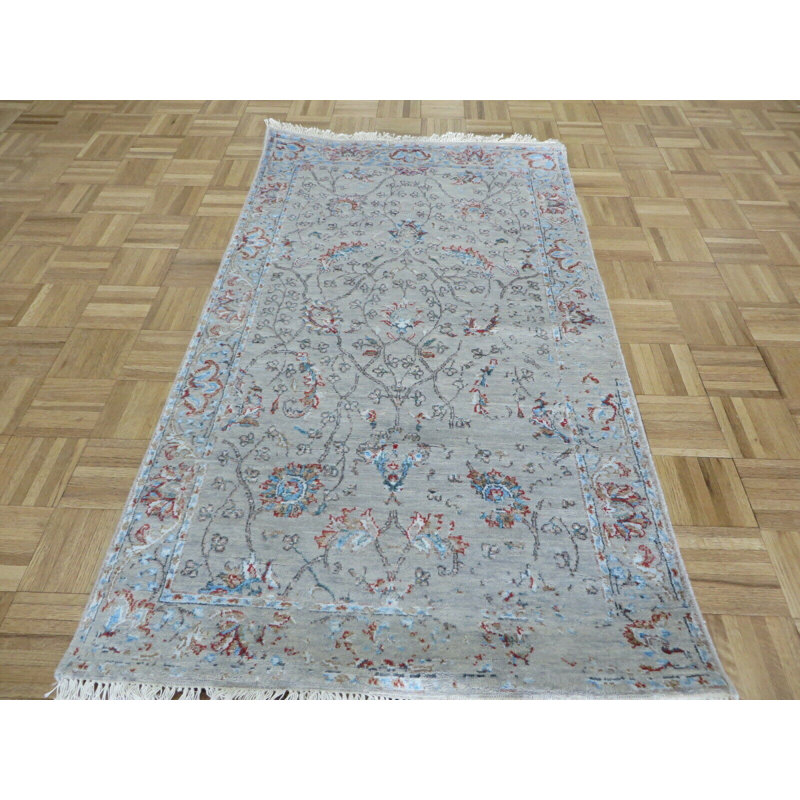 Tapis oriental moderne noué à la main 3 pi 1 po x 5 pi 4 po avec soie 220FD5FCA23849DE99918EAD0D4872BD