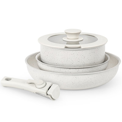 5-Piece Granite Nonstick Cookware Set, Detachable Handles