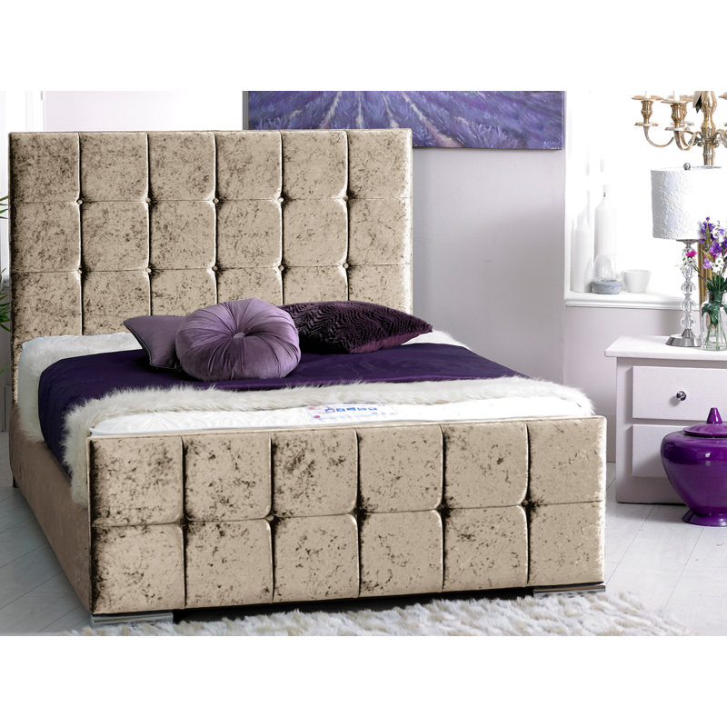 Margaux Upholstered Bed Frame, Kingsize (5'), Cream Crush Velvet