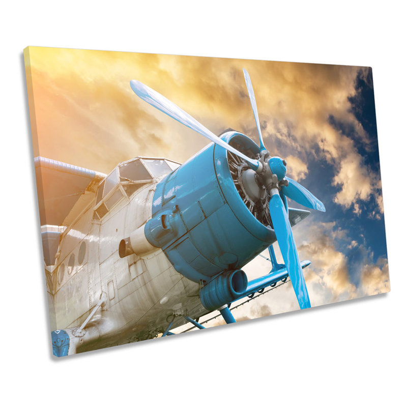 Airplane Plane Propeller - Wrapped Canvas Print, 91.4cm H x 137.2cm W x 4cm D