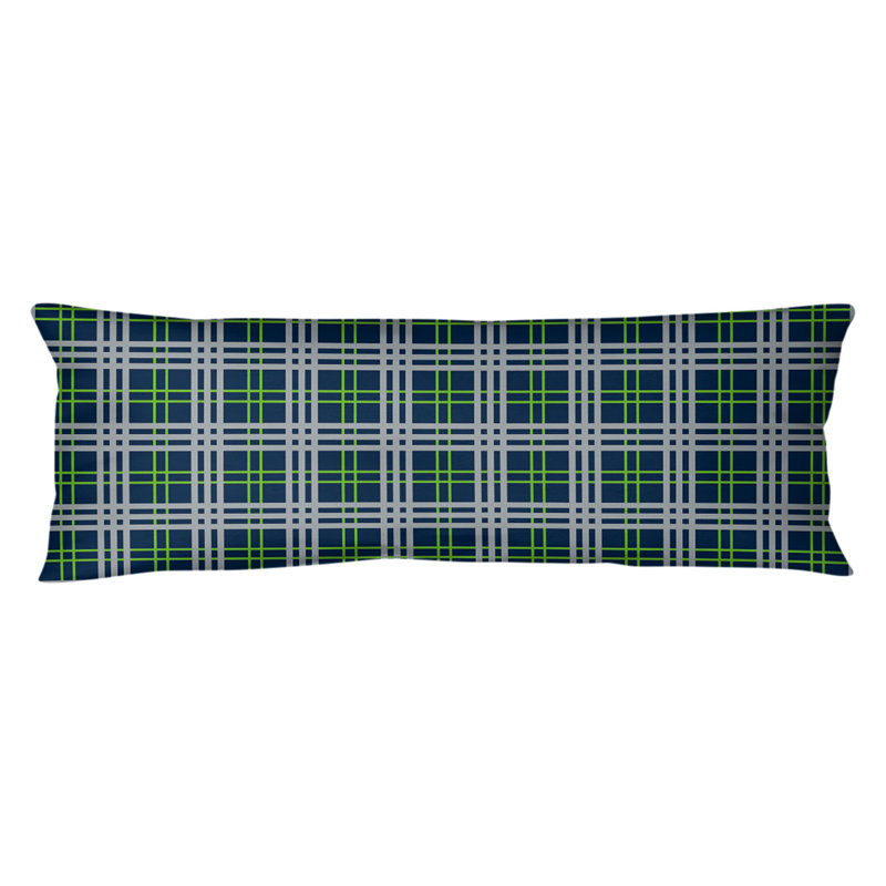 Polyester Medium Pillow, Navy/Green/Gray, Plush Fleece