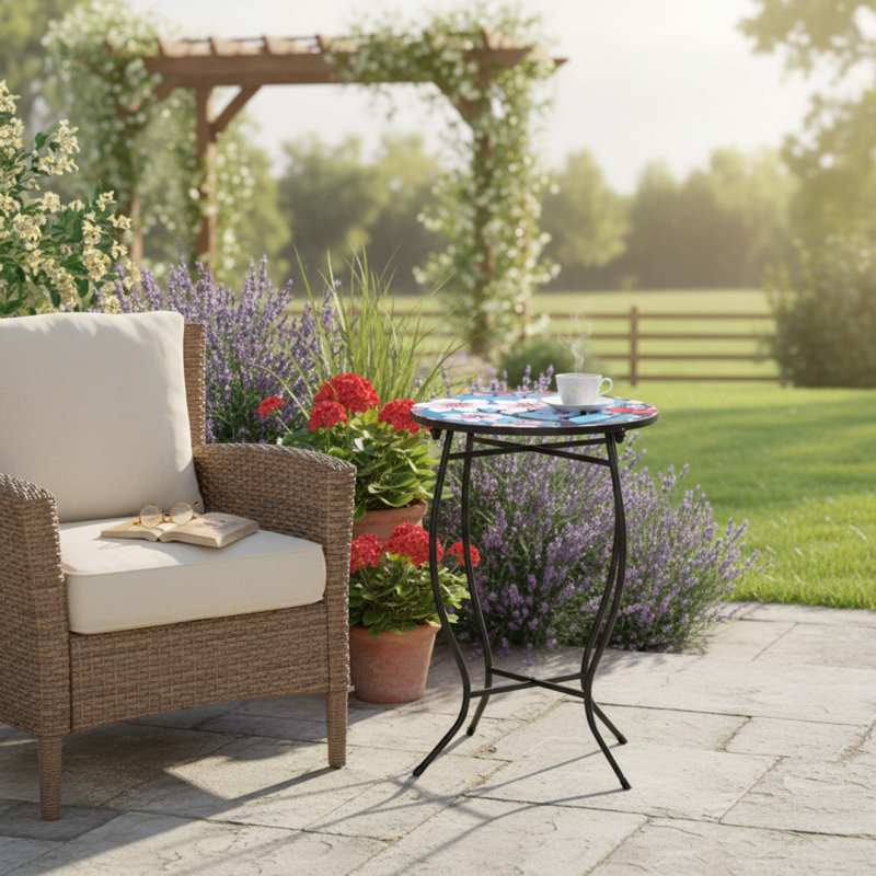 Round Metal Outdoor Side Table , 14cm W 14cm D