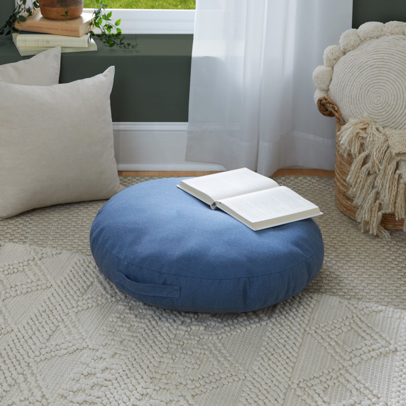  Coussin de plancher rond Sunbrella, Denim