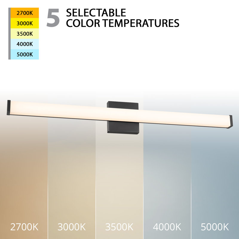 Slim Black 36" Dimmable LED Bath Vanity Light with White Acrylic Diffuser