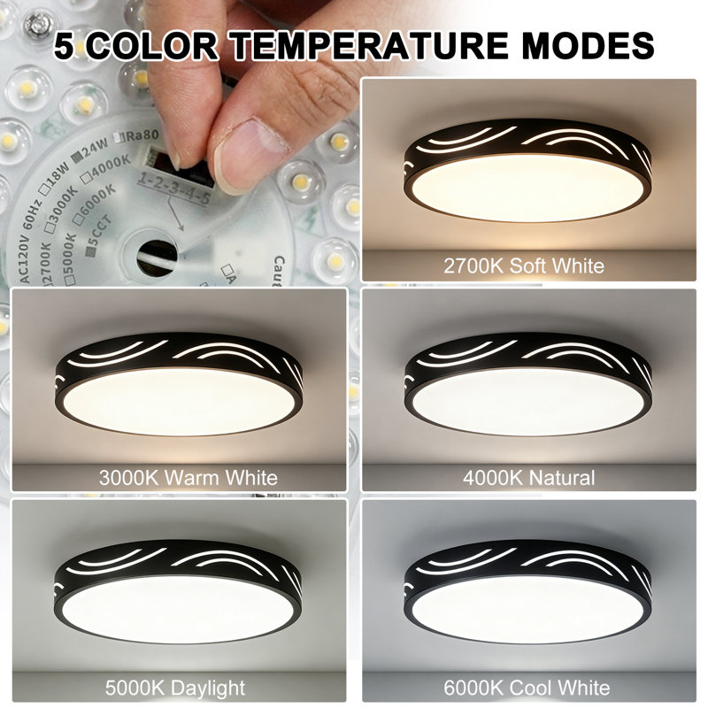 11.8in Dimmable 24W LED Flush Mount Ceiling Light 2700K-6000K