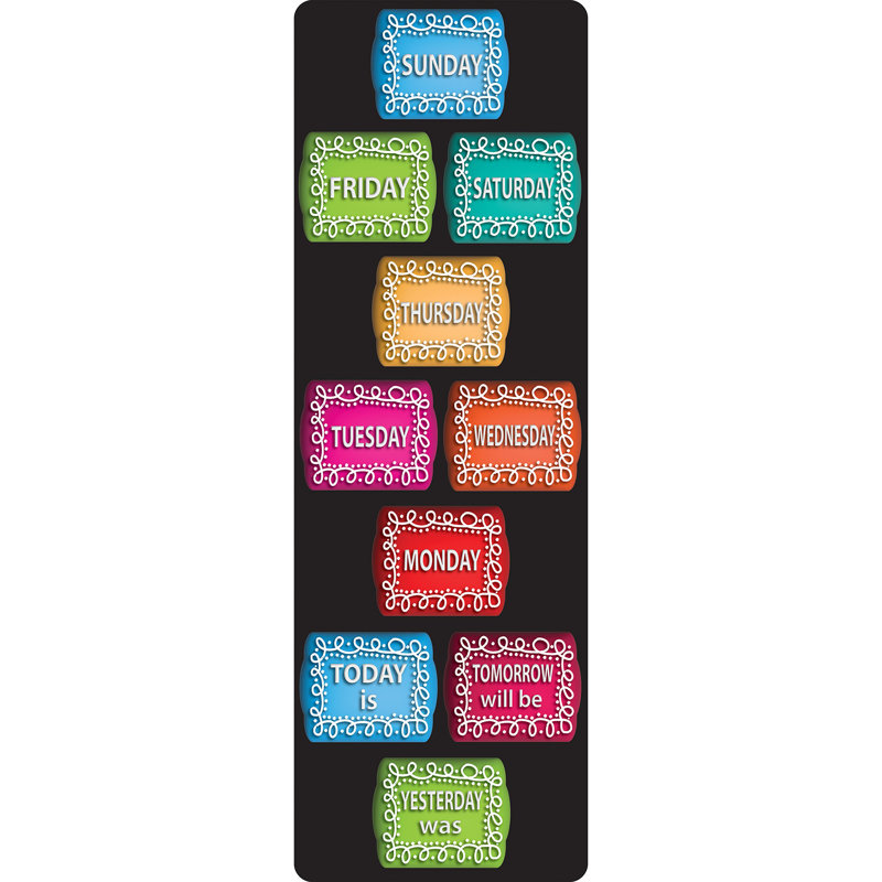 Tapis de table Smart Poly, The Original Fun, 15,5 po X 47 po, jours de la semaine, boucle craie