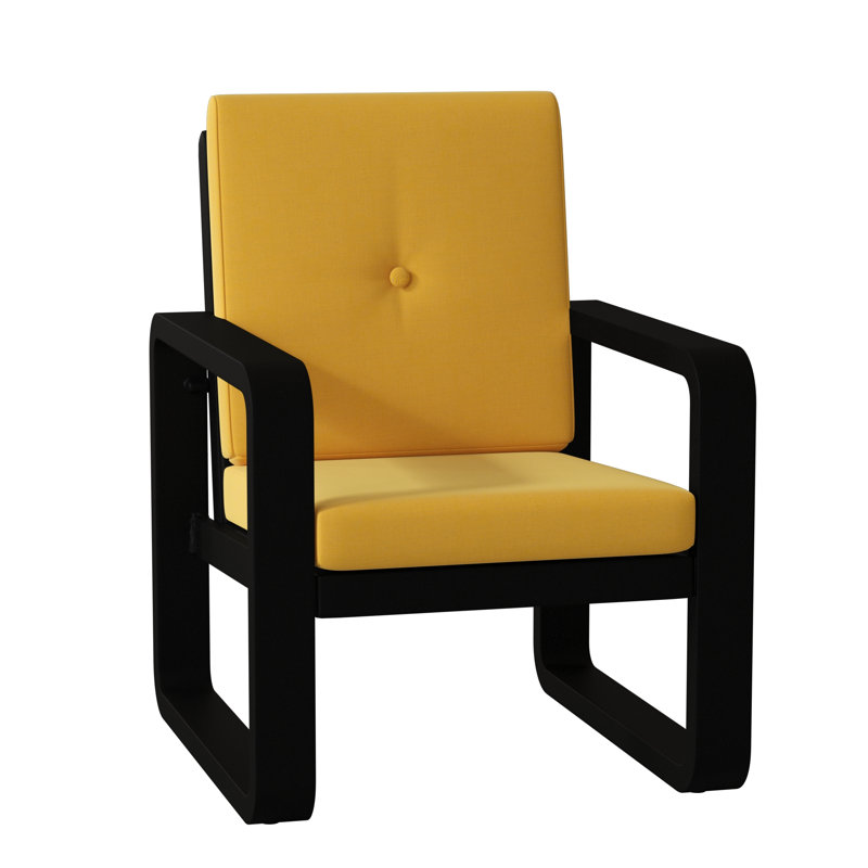 Vale Outdoor Dining Armchair, Textured Black, Canvas Navy Sunbrella® Canvas