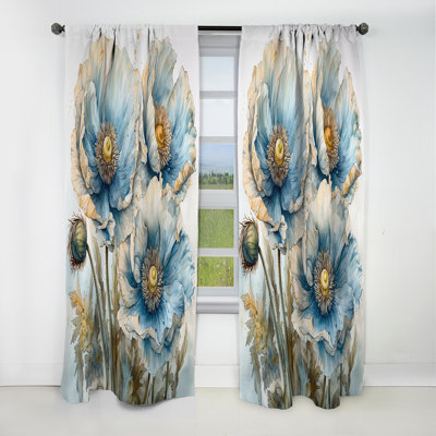 Latifah  Poppies Curtain  Blackout Floral Curtain  1 Panels