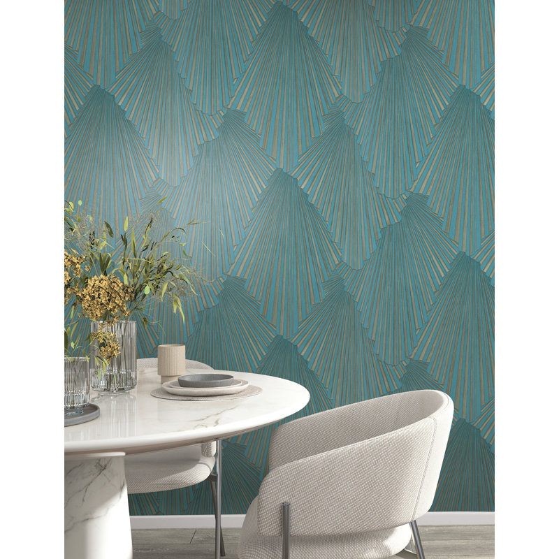 Papier peint géométrique Lumiere, Bleu