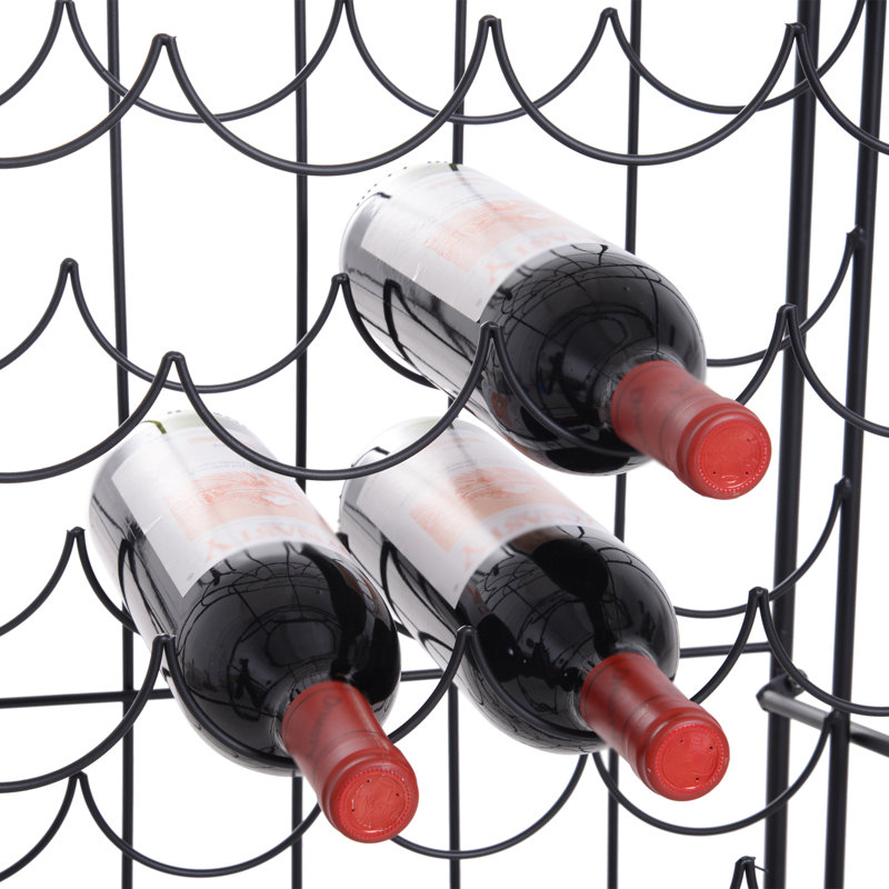 Support à vin noir en fer forgé 35 bouteilles avec armoire verrouillable, sur pied