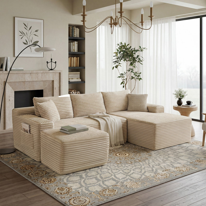 106.3" U-Shaped Cloud Sectional Sofa with Deep Seat