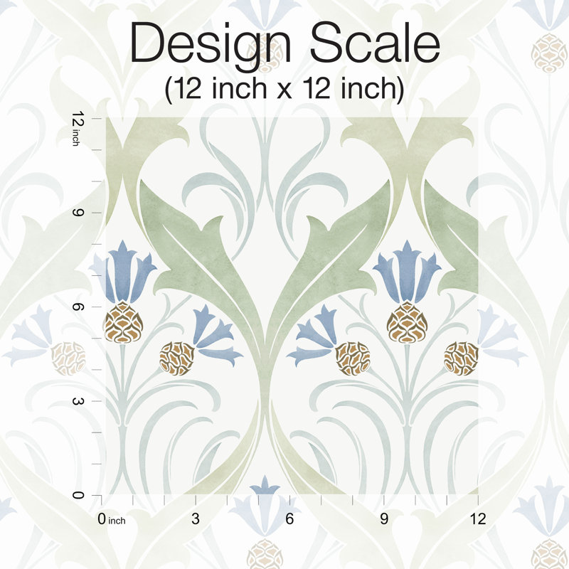 Rouleau de papier peint L 27 pi x l 27 po Harmon Arts and Crafts, Vert et bleu