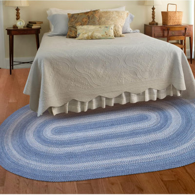 Tapis bleu réversible en jute tressé Damell