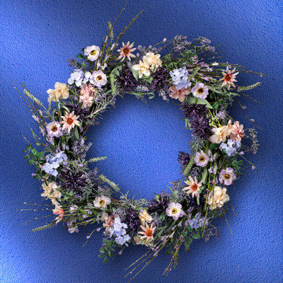 Couronne de polyester à fleurs sauvages 24" thistle