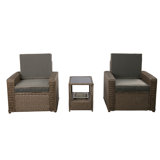 Leonarda Rattan Wicker 2 - Person Seating Group with Cushions