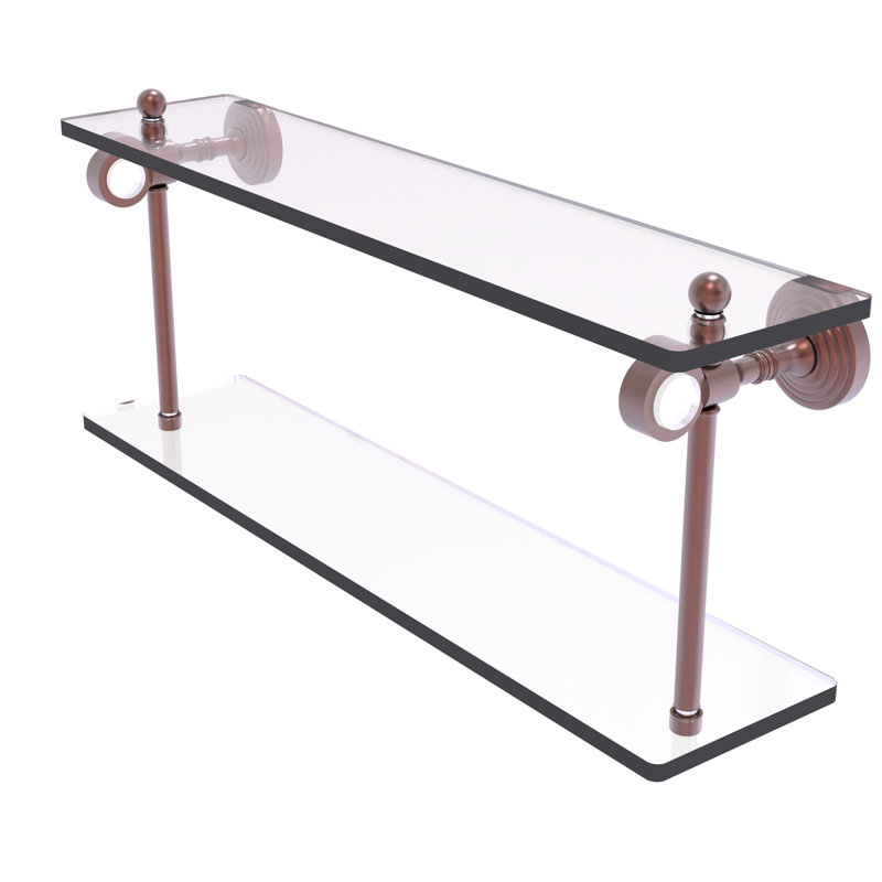 Jarrell 2 Piece Glass Tiered Shelf, Antique Copper, 5.12" H x 22" W x 9.3" D