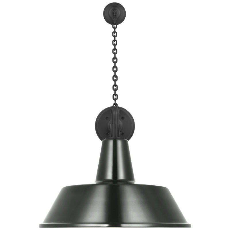 Thomas O'Brien, "Academy 17.5" Anchored Mack Barn Light in Matte Black with 16" Soft Copper Bowers Shade, Gray