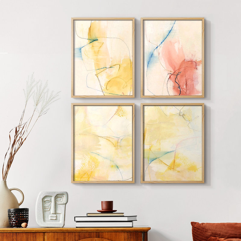 Barxan I, ensemble de 4 reproductions encadrées, Naturel, H 20 po x l 16 po