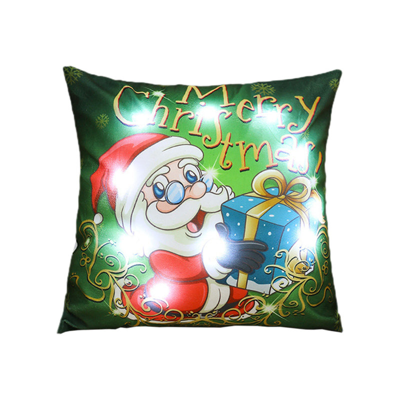 Christmas Pillows Holiday Gifts LED Lights Short Printed Sofas Pillows Cushions Pillowcases, A