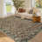  Washable Rugs for Living Room, Non Slip Low Pile Vintage Area Rugs for Bedroom, Stain Resistant Contemporary Foldable Neutral Soft Carpet, Indoor Distressed Floor Mats-804639421-798257900
