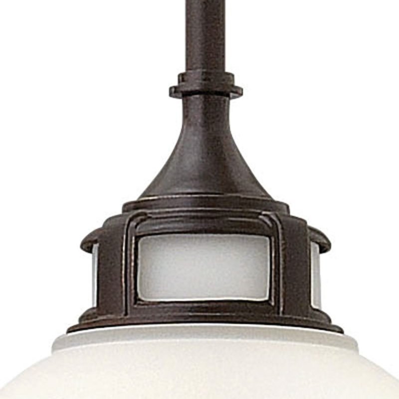 Mini Amelia Etched Opal LED Pendant in Polished Antique Nickel