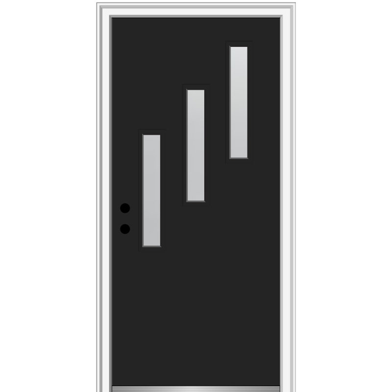 Porte d'entrée avant en fibre de verre Spotlight Spotlight, Ouverture à droite, H 80 po x l 32 po x P 1,75 po, Noir