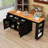 Rolling Expandable Kitchen Island with Dining Table, Storage Shelves, Power Outlet and 3 Drawers-89146162