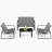 4-Piece Patio Conversation Set with 1 Loveseat, 2 Chairs, 1 Glass Table for Balcony, Poolside, or Garden-1809597222