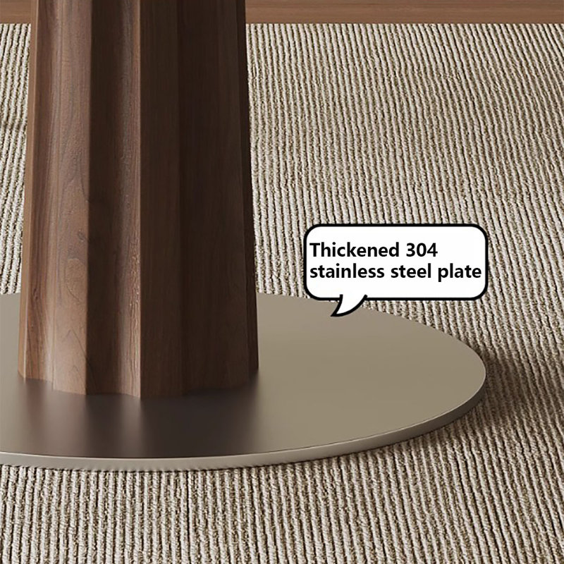 Mid-Century Round Stainless Steel Dining Table, 29.5"H x 43.3"L x 43.3"W