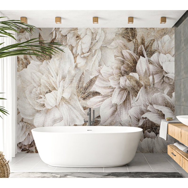 Papier peint floral - Floraison rétro, L 82 po x l 118 po