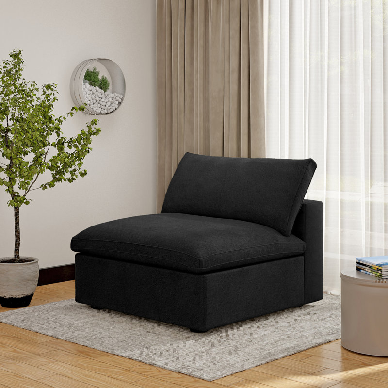 Linen Blend Slipcovered Chair, Black
