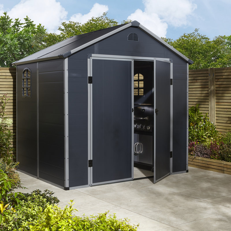 Rowlinson Airevale Plastic Apex Shed 8x6, Dark Grey