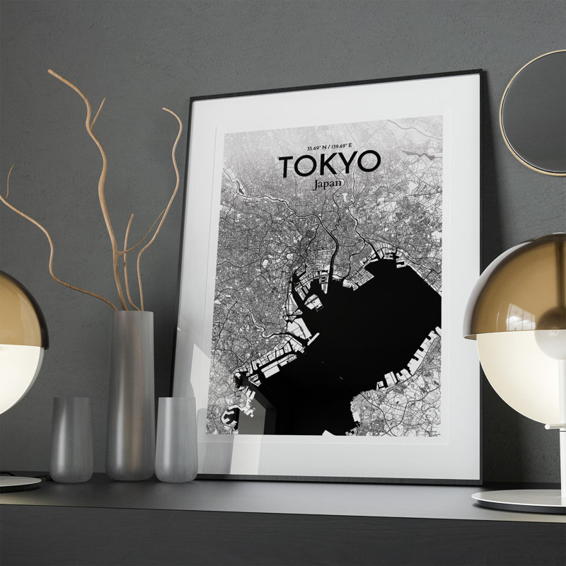 Tokyo City Map In Ink - No Frame Print, 27.6cm H x 19.7cm W x 0.05cm D