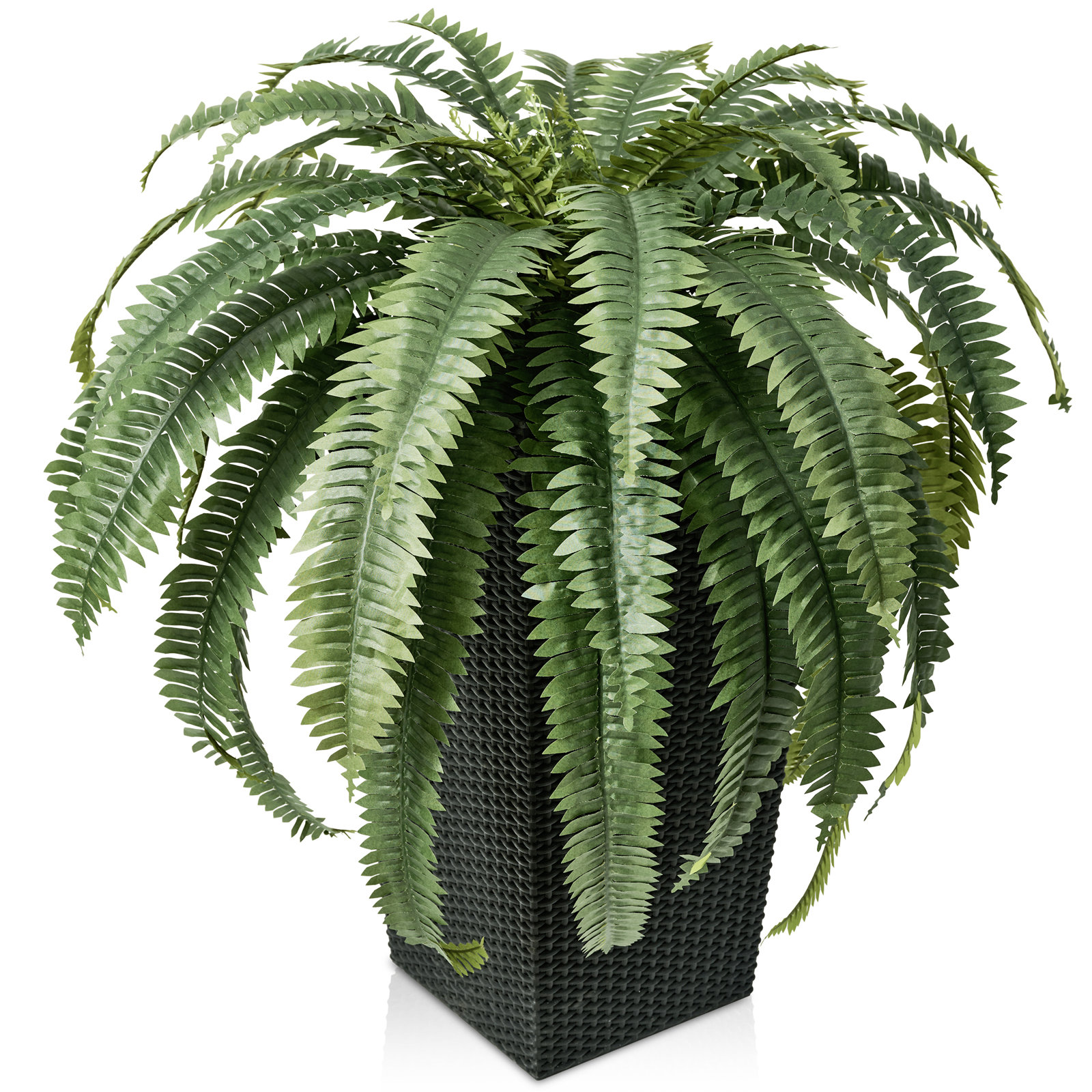 Adcock 30" Fern Plant in Decorative Vase, 1, Black