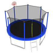 Trampoline 12 pi pour enfants et adultes - Trampoline récréatif avec panier de basketball, Vert