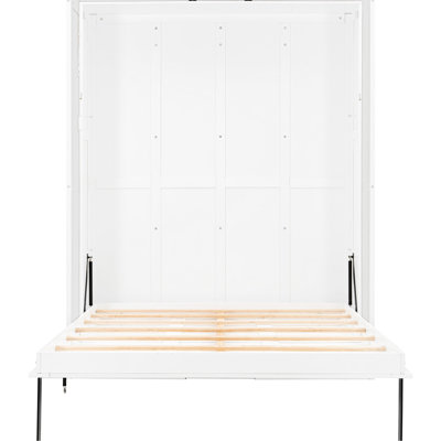 Space - Saving Rotating Queen Bed, White, With Hidden Storage , Ideal For Multifunctional Home Office, Smooth Turning, Wood Wall Bed Small Rooms, 360 Rotation, And Metal