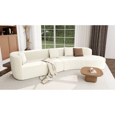 Canapé modulaire U_Style de 132 po au design incurvé, canapé modulaire en chenille 2 pièces avec 4 coussins, éponge moelleuse et coussin à ressorts, grand canapé modulaire en éponge pour le salon (ancien numéro de référence: WY000411AAA)