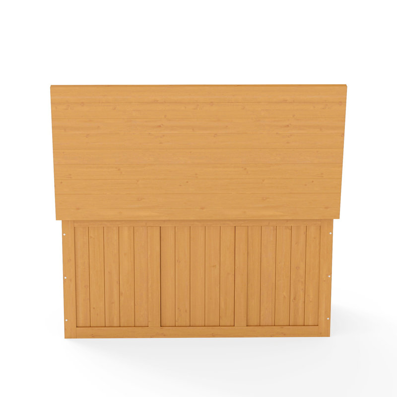 67 Gallon Solid Wood Deck Box For Patios, Featuring A Thumb Groove And Hinged Lid, 22 In Height Patios Porches, 33 Lb Weight