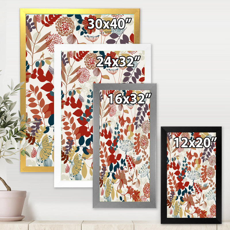 Jardin botanique rétro - impression sur toile, Toile blanche encadrée, H 20 po x l 12 po x P 1,5 po