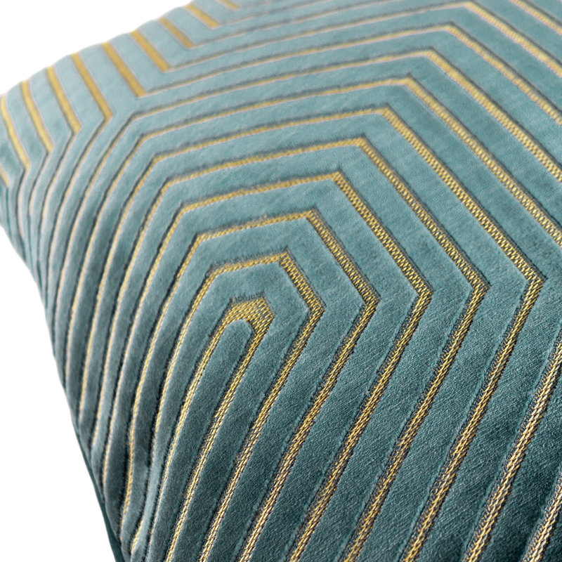 Evoke Geometric Square Cushion, Teal