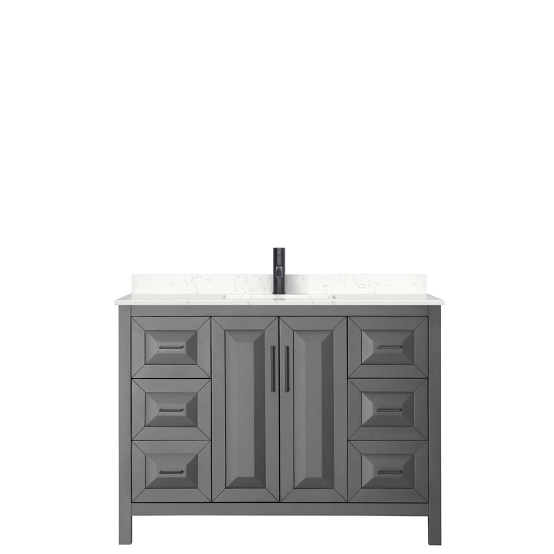 Daria Single Bathroom Vanity Set, Dark Gray, Matte Black, 48"