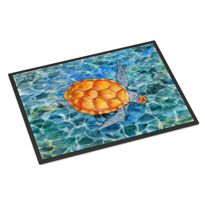 Tapis de porte extérieur anti-dérapant sea tortue, Rectangle 1 pi 6 po x 2 pi 3 po