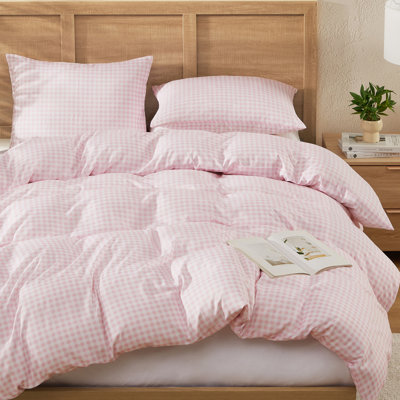 Housse de couette en vichy Andency pour grand lit, ensemble de literie à carreaux vert sauge, 3 pièces Housse de couette en microfibre pré-lavée avec fermeture à glissière et attaches d'angle