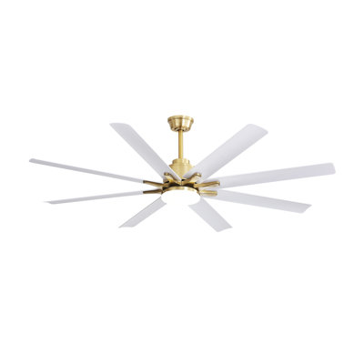 66 Inch Modern Smart Ceiling Fan with Dimmable LED Light, Remote Control & Reversible DC Motor - Gold Metal Design for Living Room & Home Office